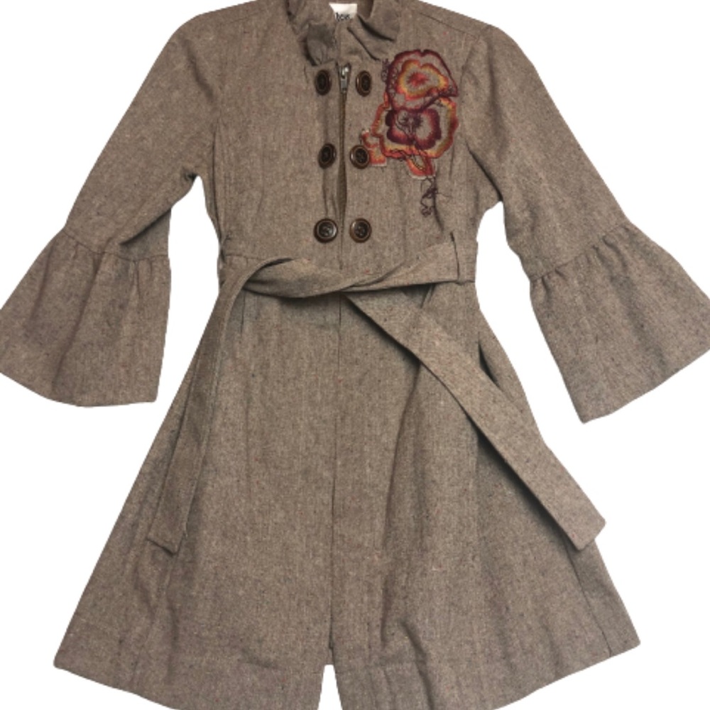 Ivy Jane Tan Twill Embroidered Zipper Jacket